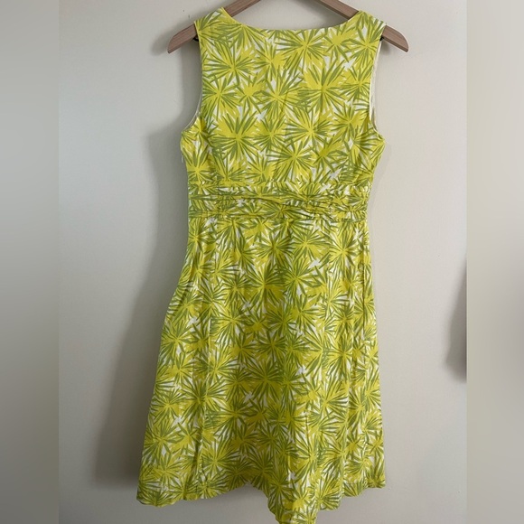 Boden Womens Green Sleeveless A Line V Neck Knee Sun Dress Size 6R Tropical - Picture 5 of 5